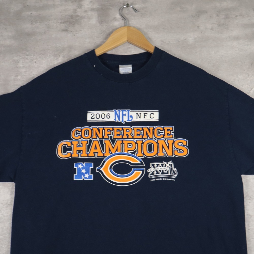 y2k alstyle chicago bears nfc conference champions shirt boxy navy blue mens xl